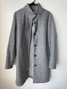 Old Navy Gray Wool-Blend Stand-Collar Pea Coat